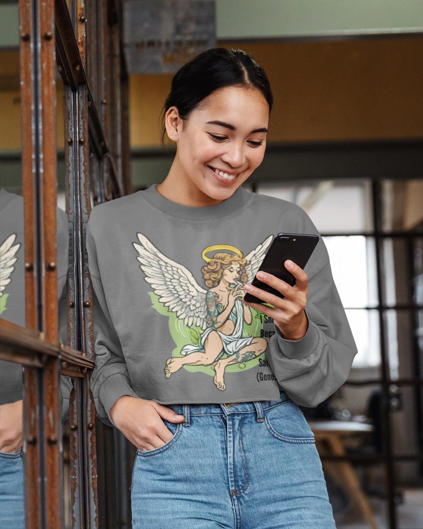 CH Smoking Angel Crop Sweatshirt