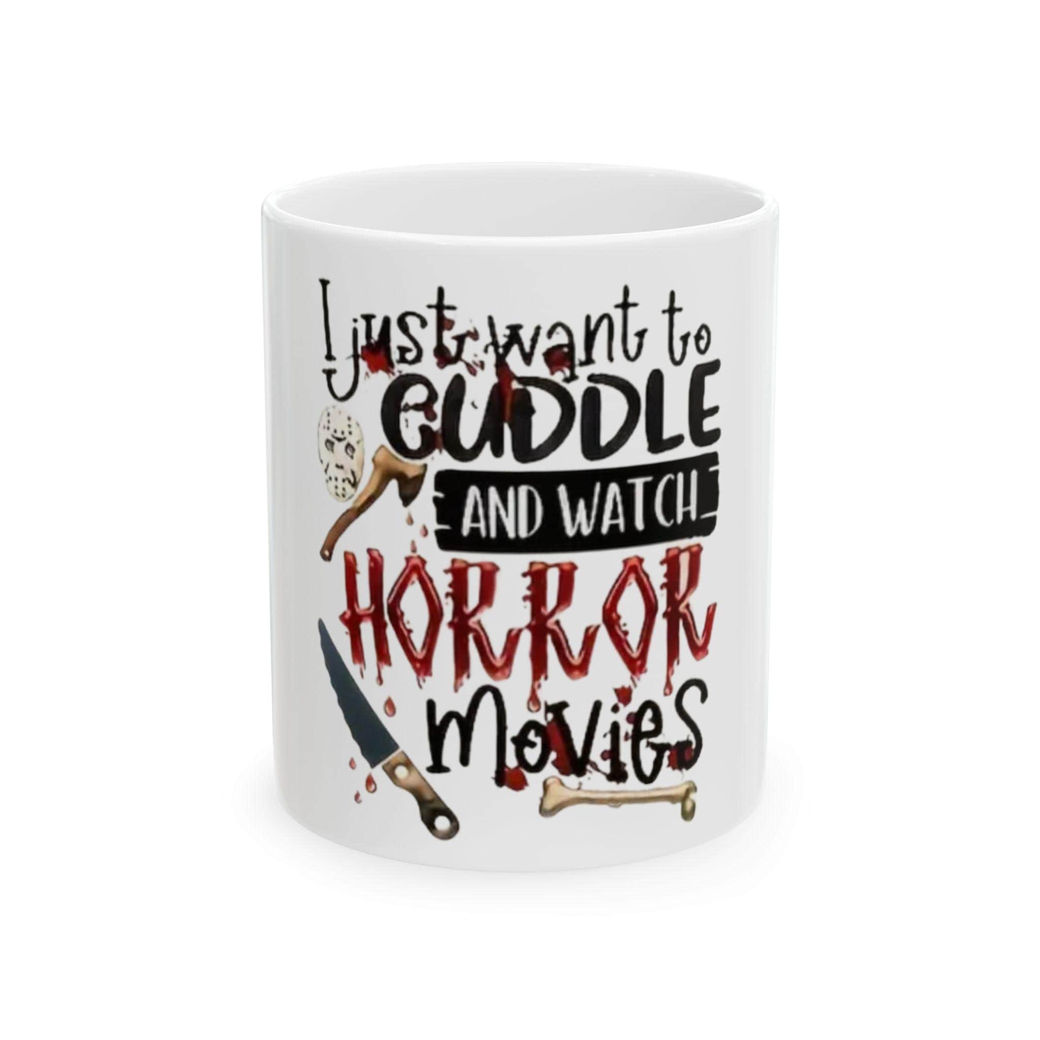 Horror Movie Cuddle Mug, Cuddle Mug, Horror Mug, Movie Lover Gift, Cozy Halloween Mug, Spooky Gift